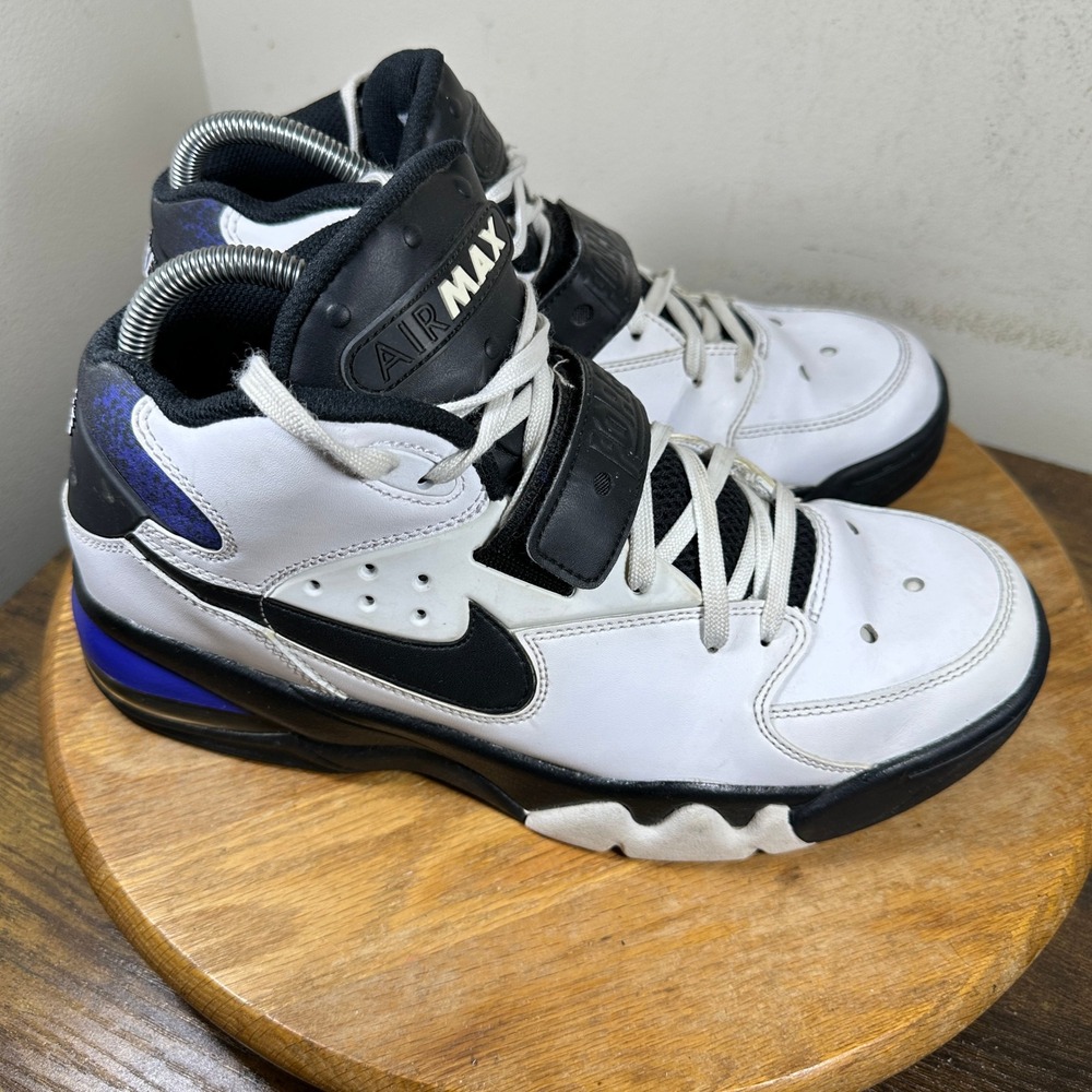Nike Air Max Force 180 Mens 9 White Black Royal Blue AH5534-100 Basketball Shoes